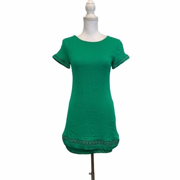 LULU's Women's Sz Small Green Short Sleeve Casual Scoop Neckline Mini Dress - Picture 1 of 7